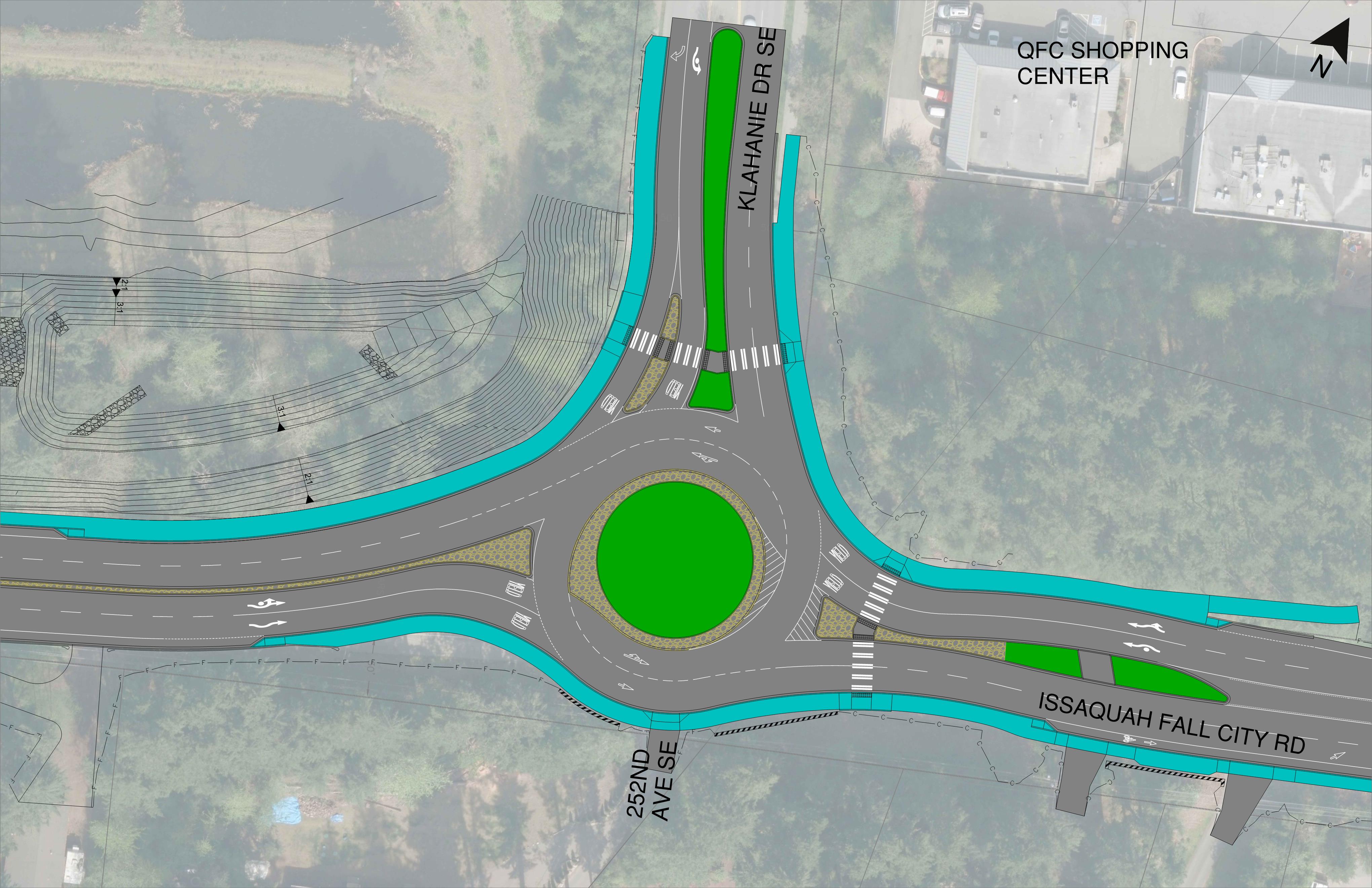 plan for Issaquah Fall City Road roundabout at Klahanie