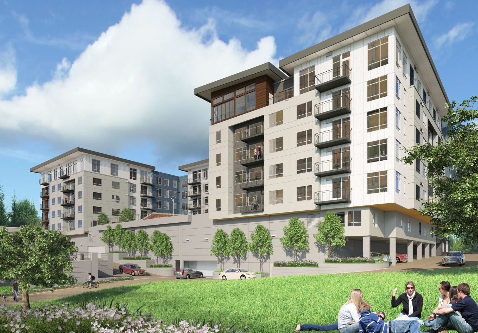 rendering of lawn and garden area plus vehicle access at Sky Sammamish