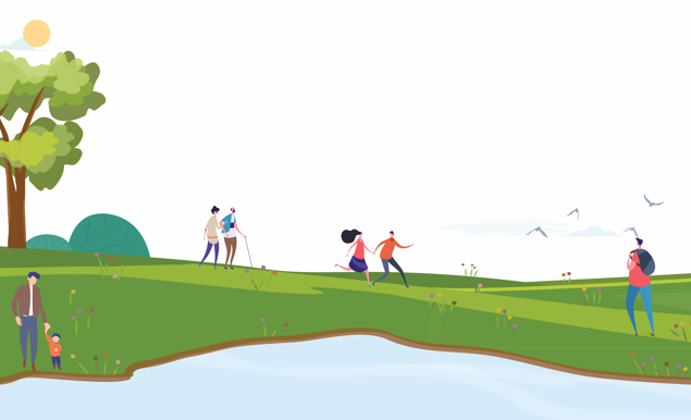 PROS banner with people exploring a natural area