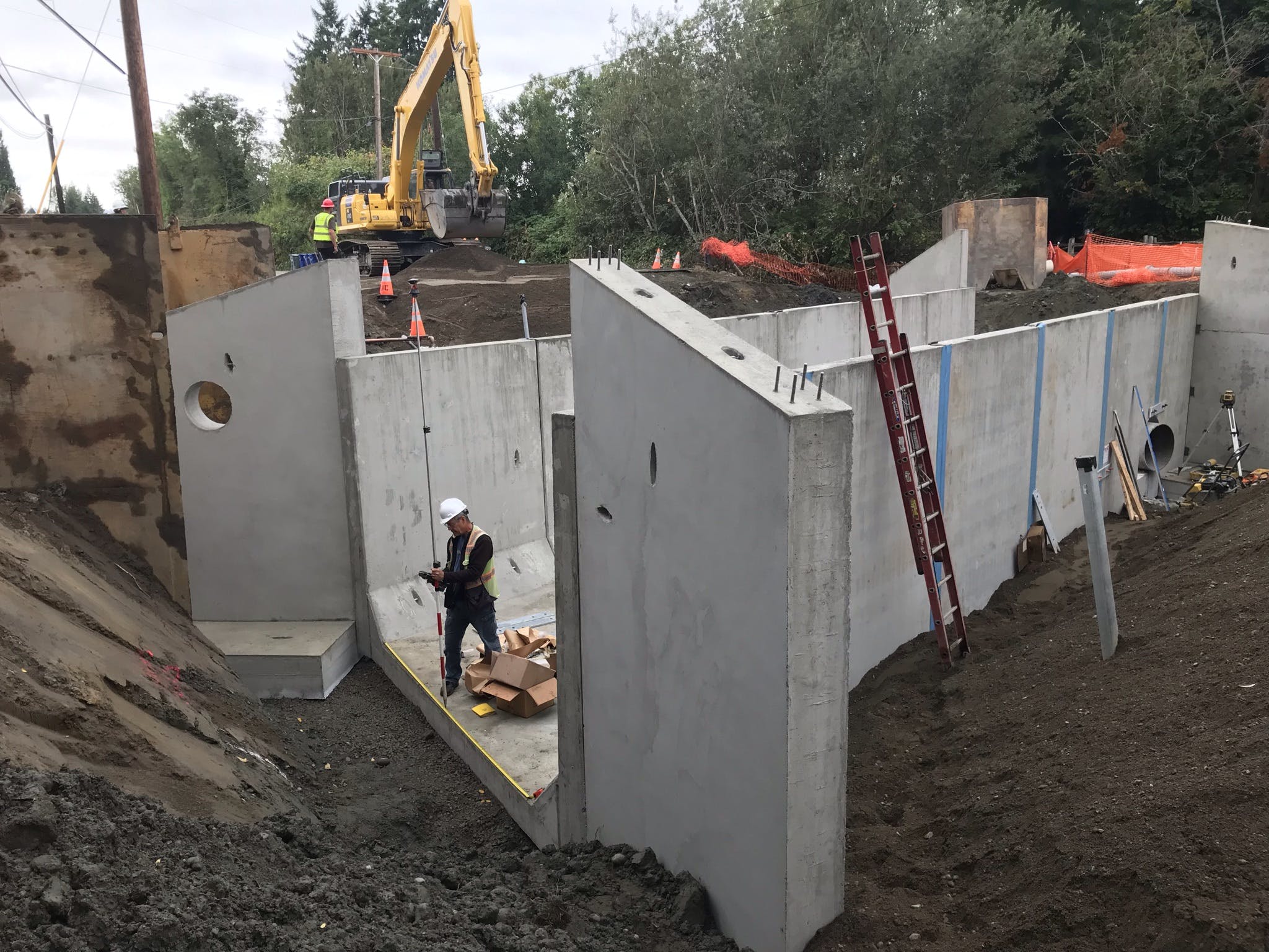 Upstream culvert wing walls installed for the Ebright Creek Fish Passage Project.