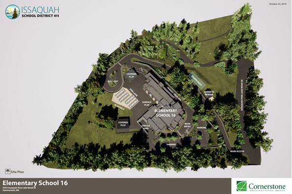 site plan for elementary school 16, showing building and grounds