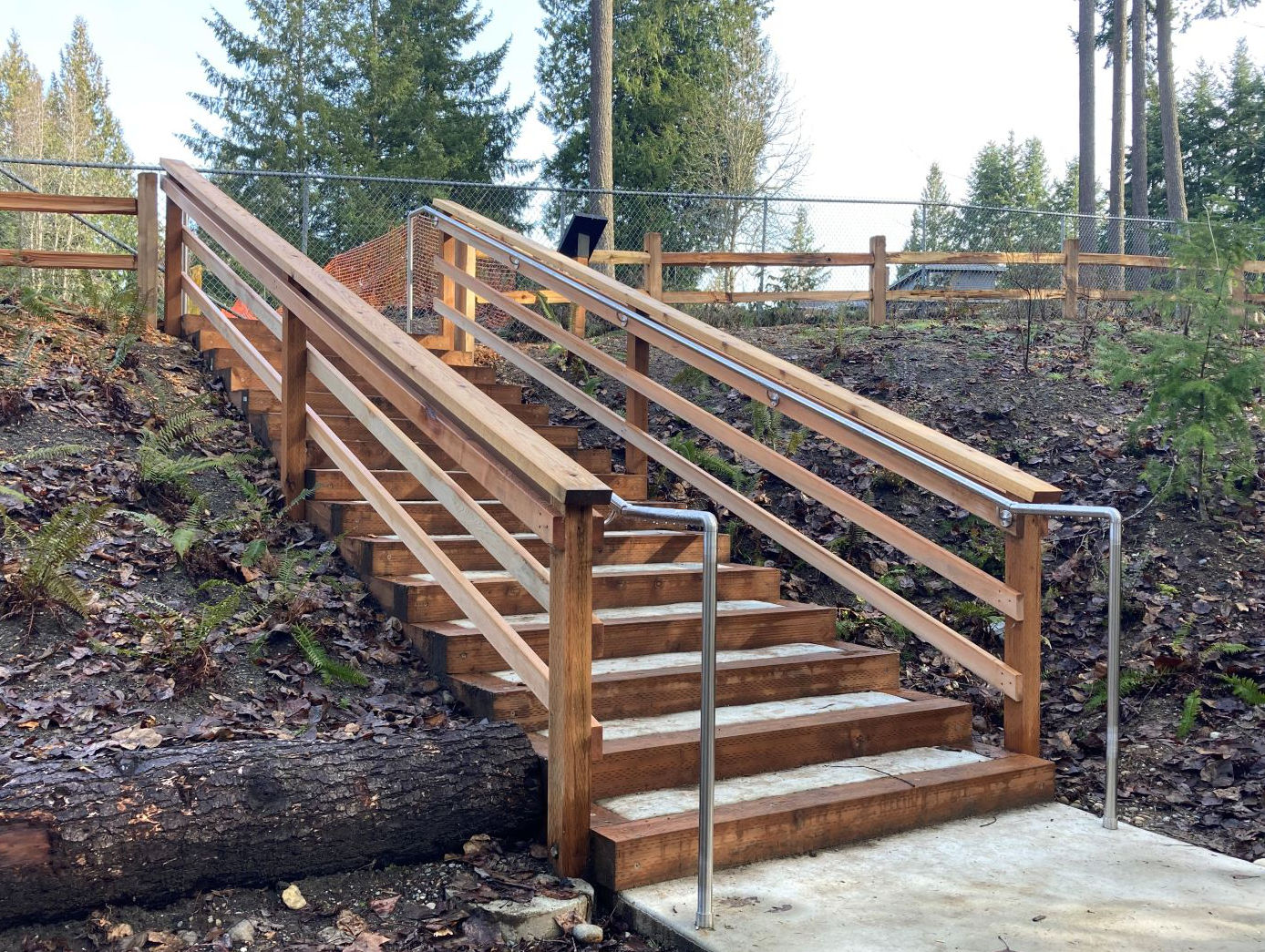 Staircase at parking lot at Big Rock Park Central.