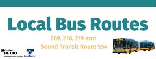 Local bus routes 269, 216, 219 and Sound Transit Route 554 serve Sammamish