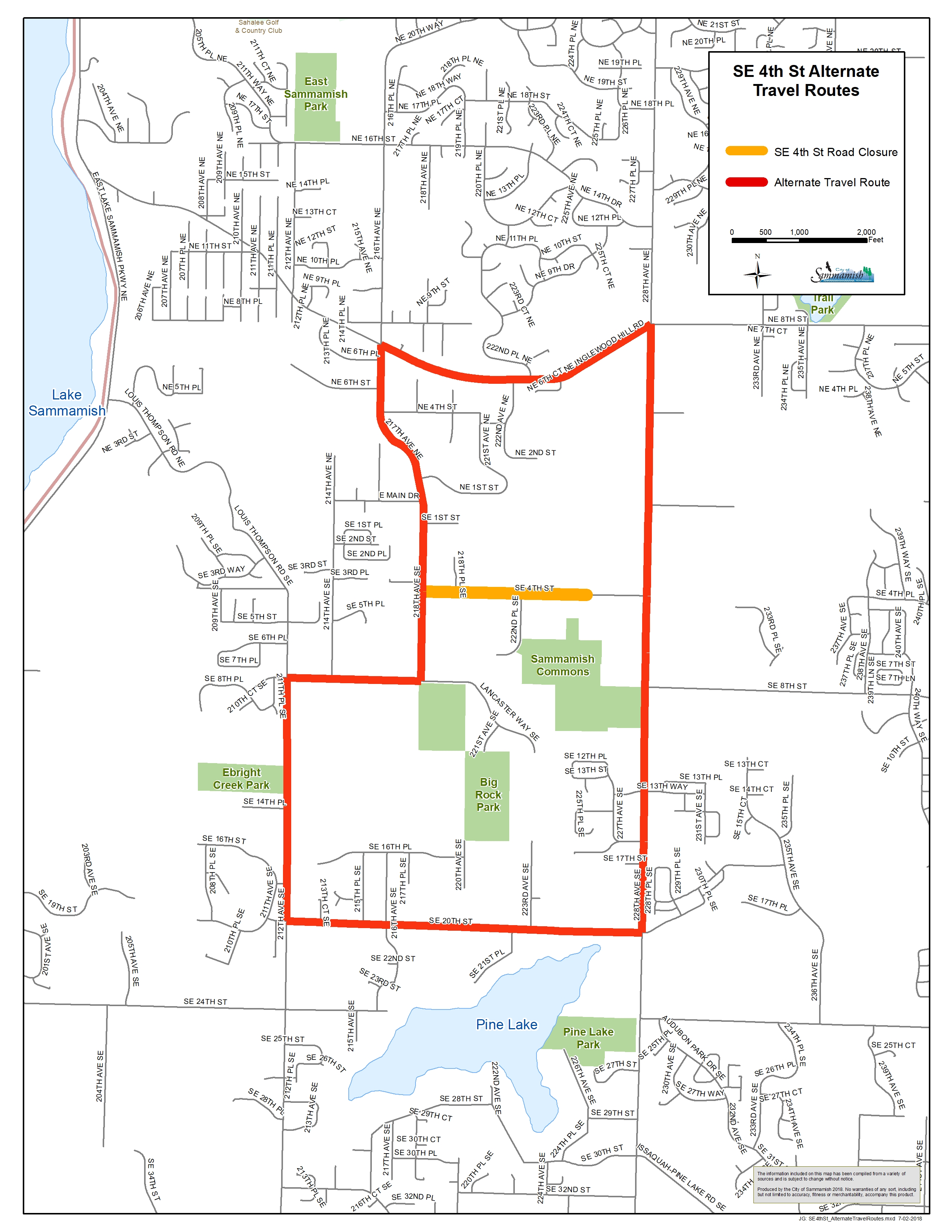 map of street closure and alternate traffic route