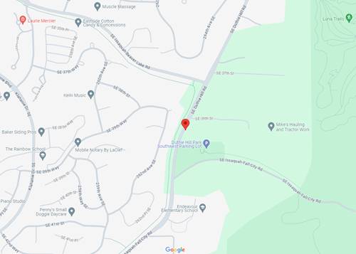 Map showing Duthie Rd