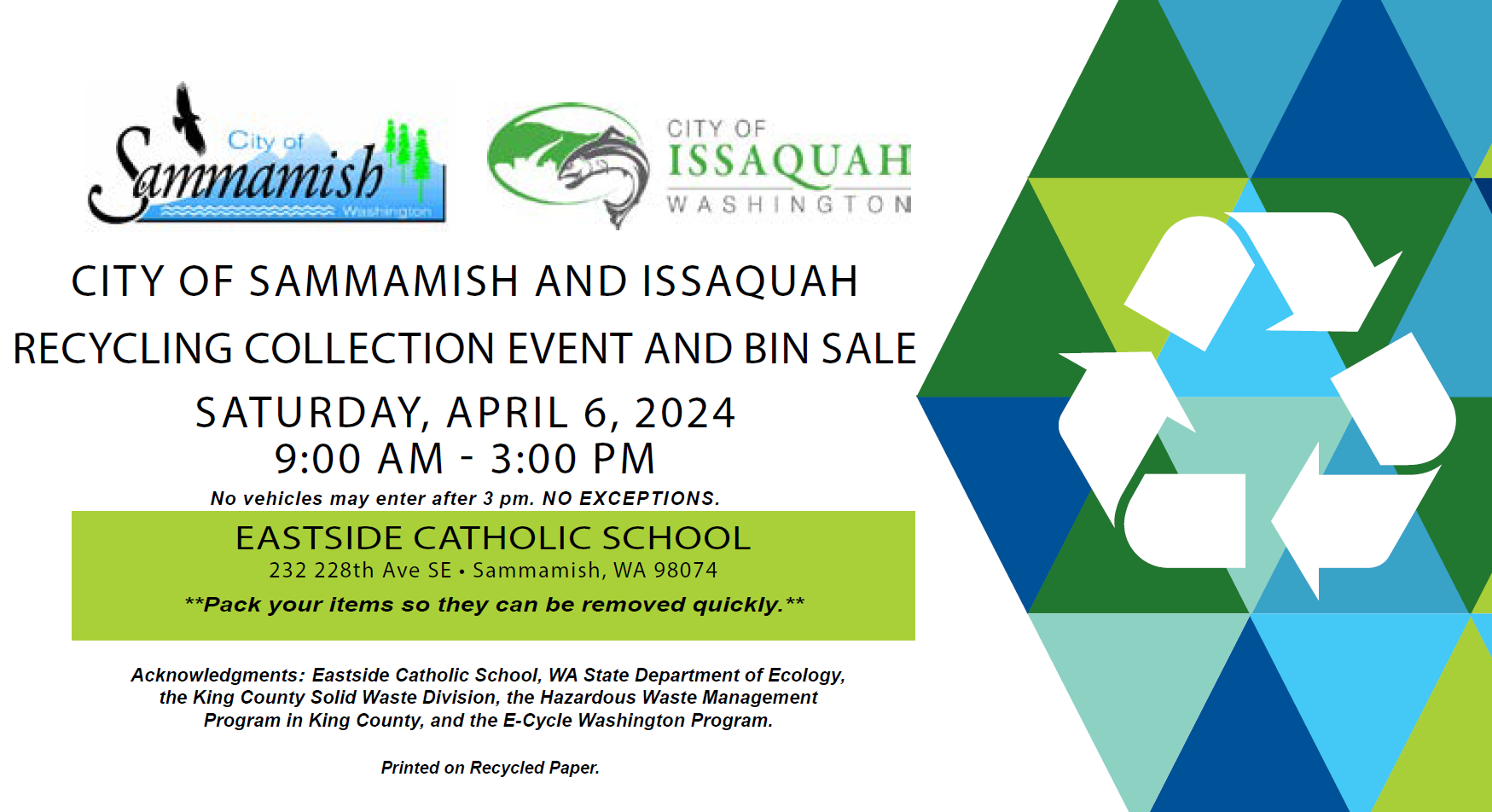 Recycling event on April 6th