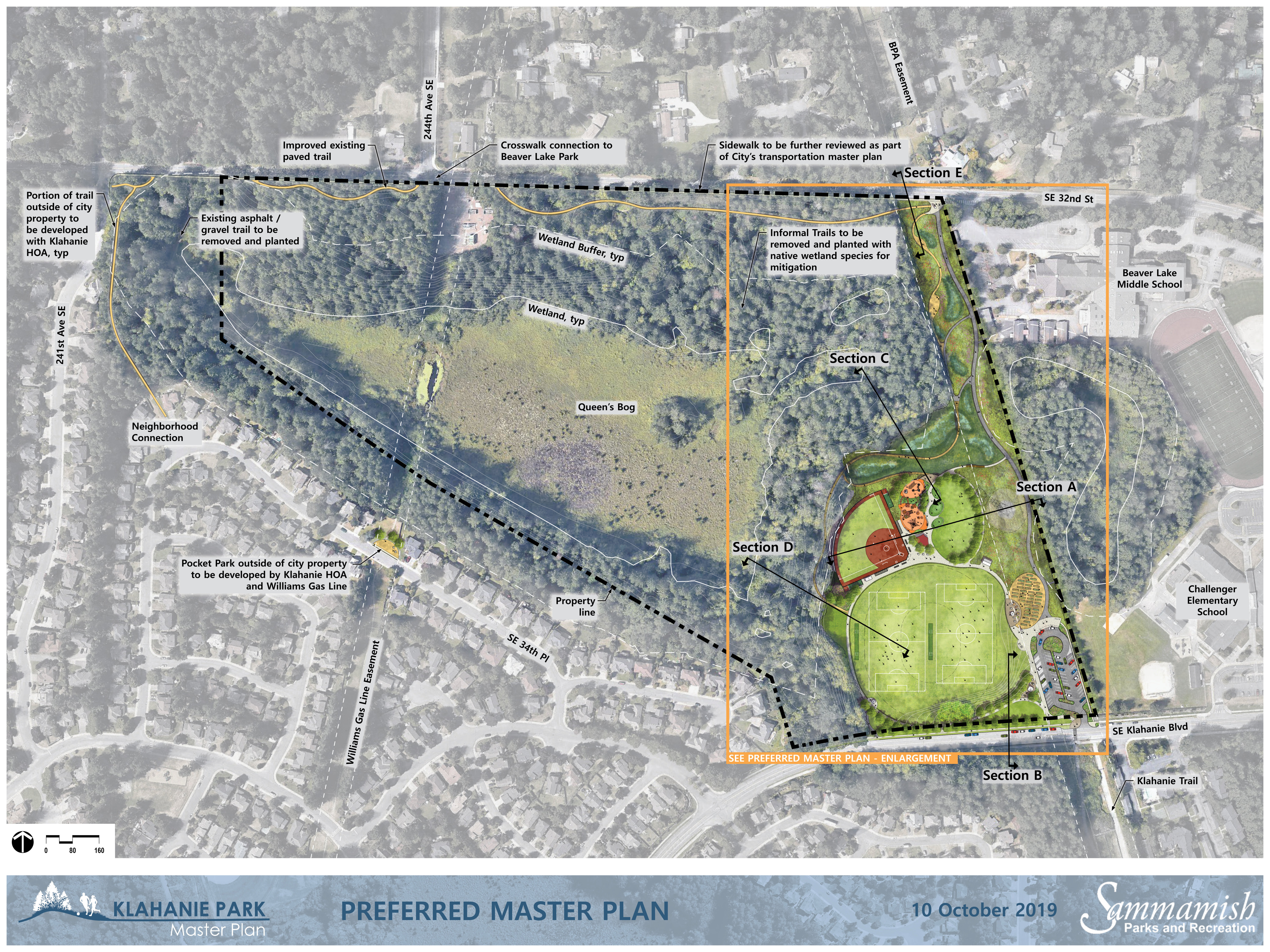 klahanie park preferred master plan 1 - shows entire site plan with enlargement area indicated
