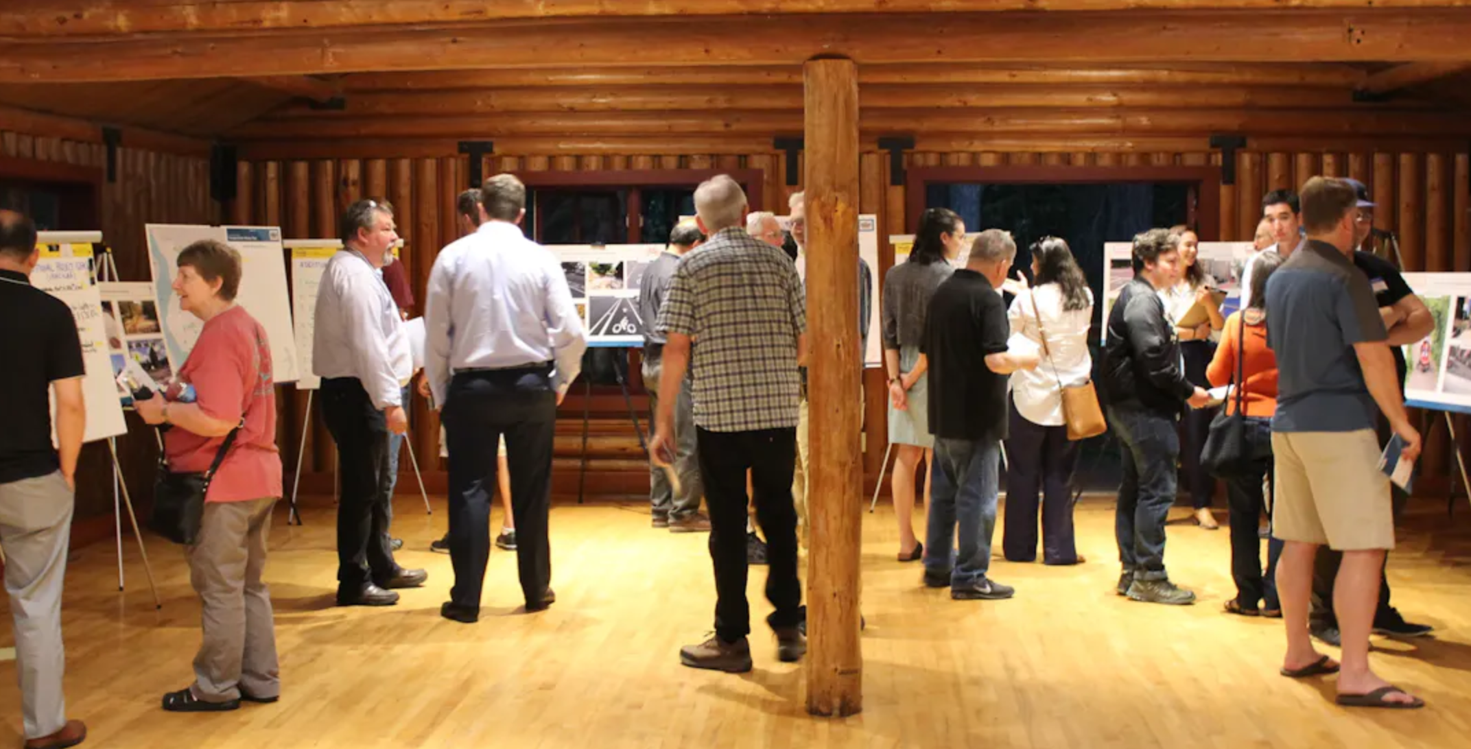 Members of the public participate in a public outreach workshop for the Transportation Master Plan inside Beaver Lake Lodge on August 29, 2019.